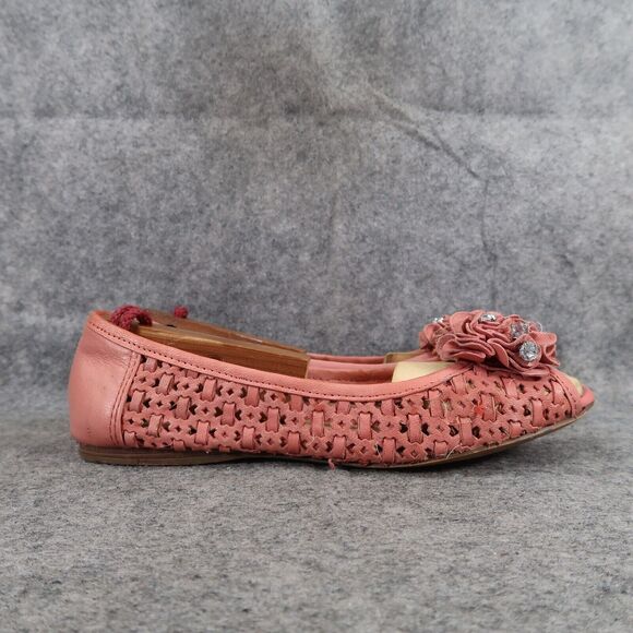 Report Shoes Womens 7 Flats Slip On Woven Peep Toe Ruffle Embellished Fashion - Picture 2 of 16